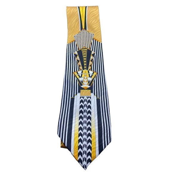 Alexia no black white gold Art nouveau silk tie - Picture 1 of 10